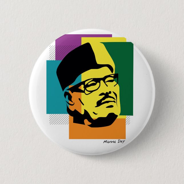 Manna Dey 2 Inch Round Button (Front)