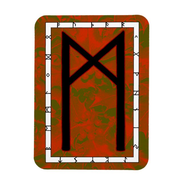 Mannaz Viking Rune Magnet - Humanité ! (Vertical)