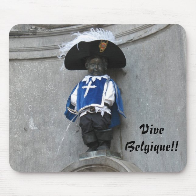 Manneken Pis Mousepad, Caption: Vive Belgique!! Mouse Pad (Front)