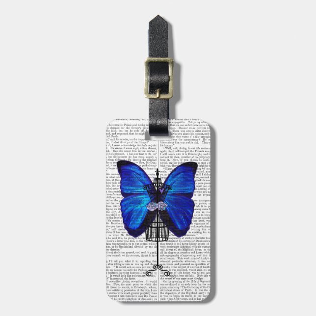 Mannequin Blue Butterfly Luggage Tag (Front Vertical)