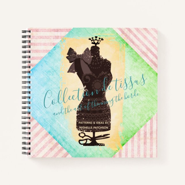 Mannequin dress dummy shabby chic sewing crafts notebook (Front)