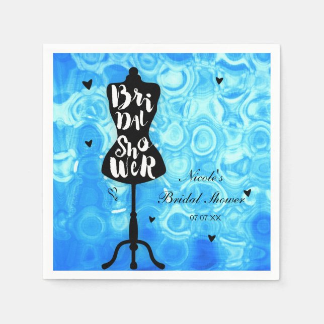 Mannequin Stand Vintage Retro Blue Bridal Shower Napkin (Front)