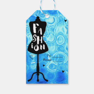 Mannequin Stand Vintage Retro Blue FASHION Party Gift Tags