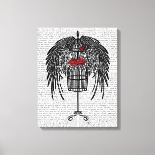 Mannequin With Black Wings Canvas Print