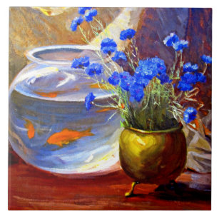 Mannheim - Goldfish Bowl and Flowers Tile