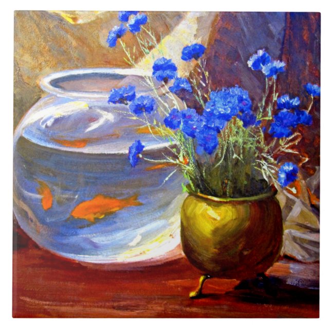 Mannheim - Goldfish Bowl and Flowers Tile (Front)