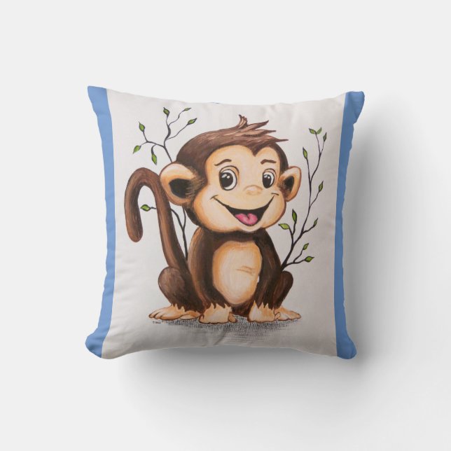 Manny the Monkey 2 Sided Throw Pillow (Front)