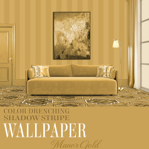 Manor Gold Six Inch Shadow Stripe Wallpaper