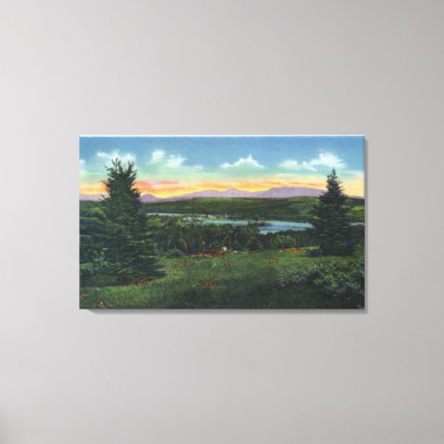 Manor Hill Overlooking Rangeley Village Scene Canvas Print (Front)