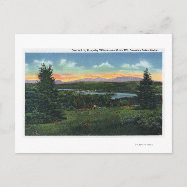 Manor Hill Overlooking Rangeley Village Scene Postcard (Front)