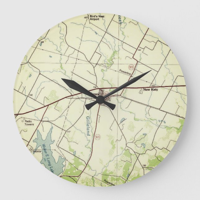 Manor Texas Vintage Map Large Clock (Front)