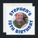 Man's 18th Birthday Photo Holiday Card<br><div class="desc">To celebrate a 18th Birthday. Designed for someone who is having a "18th Birthday Party"! Card with your photo,  name choice,  and party wording. 18th Birthday.</div>