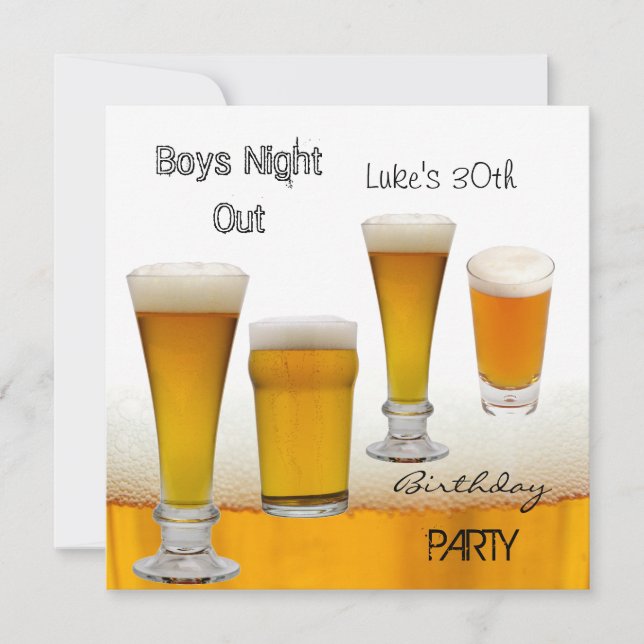 Mans 30th Birthday Party Beer Boys Night Out Invitation (Front)