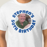 Man's 50th Birthday Photo<br><div class="desc">To celebrate a 50th Birthday. Designed for someone who is having a "50th Birthday Party"! Men's t-shirt with your photo,  name choice,  and party wording. 50th Birthday t-shirt.</div>