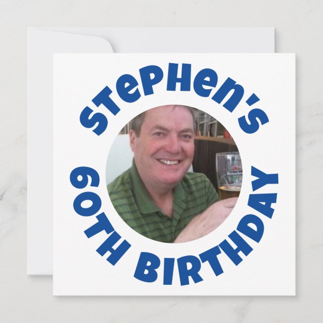 Man's 60th Birthday Photo Holiday Card (Front)