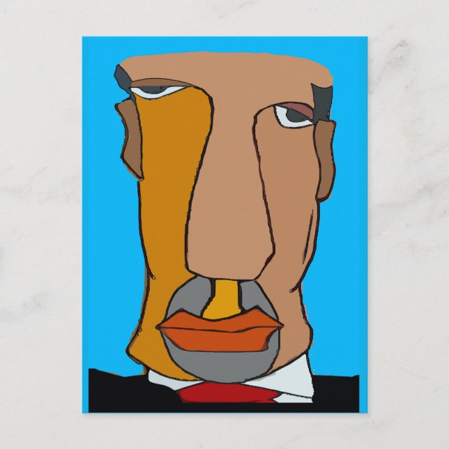 Mans Abstract Face Postcard (Front)