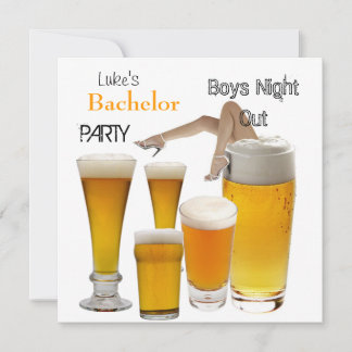 Mans Bachelor Party Beer Boys Night Legs Invitation