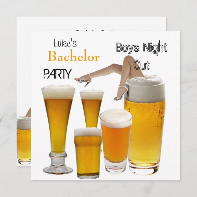 Mans Bachelor Party Beer Boys Night Legs Invitation (Front/Back)