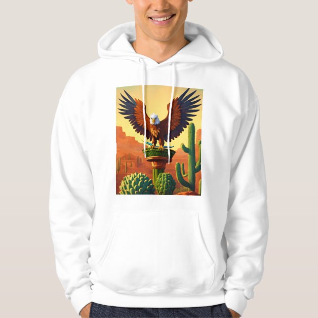 Man's basic hooded sweatshirt egale print logo  (Front)