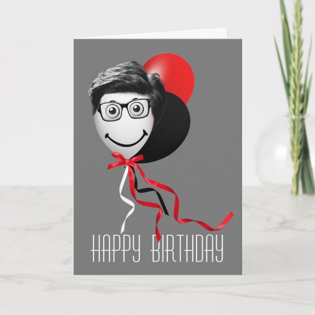 Man's Birthday Balloons Card (Front)