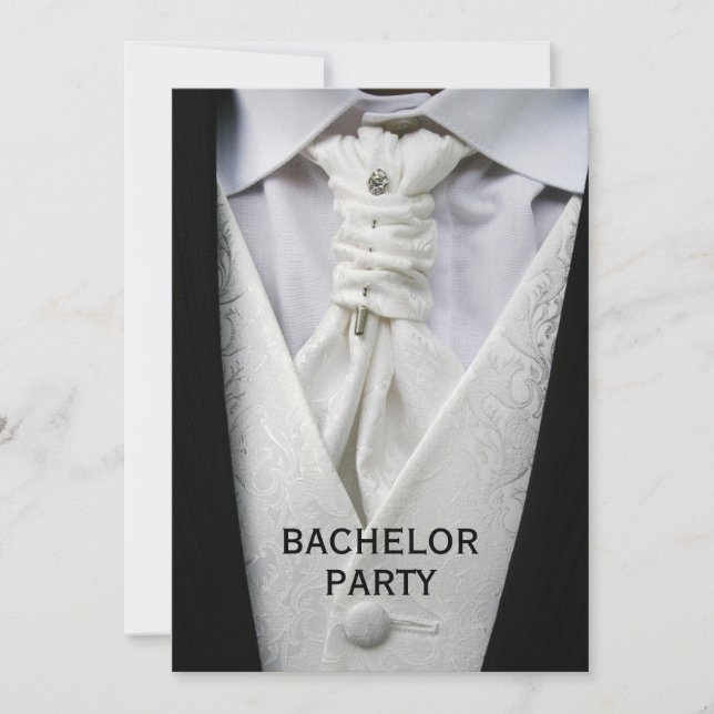 Mans Elegant Suit Bachelor Party Invitation (Front)