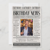 Man's Funny Newspaper Photo 50th Birthday 