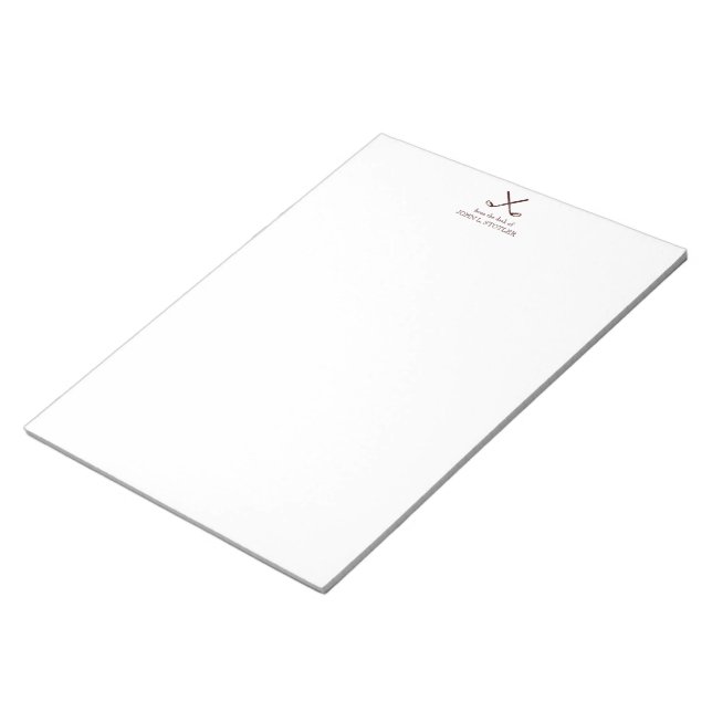 Man's Golf Clubs Stationary Notepad in Brown (Angled)