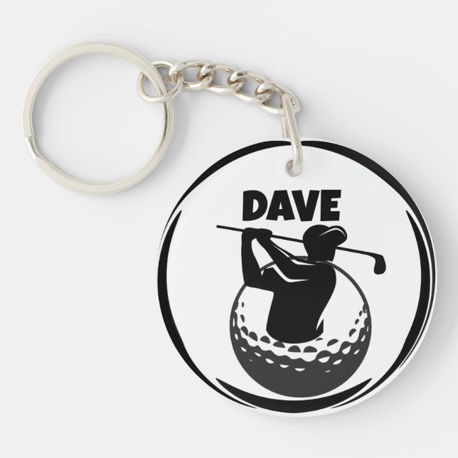 Man's Golf swing & Golf ball Keychain (Front)
