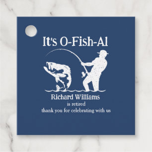 Man's It's Ofishal Fisherman Retirement Party Favour Tags