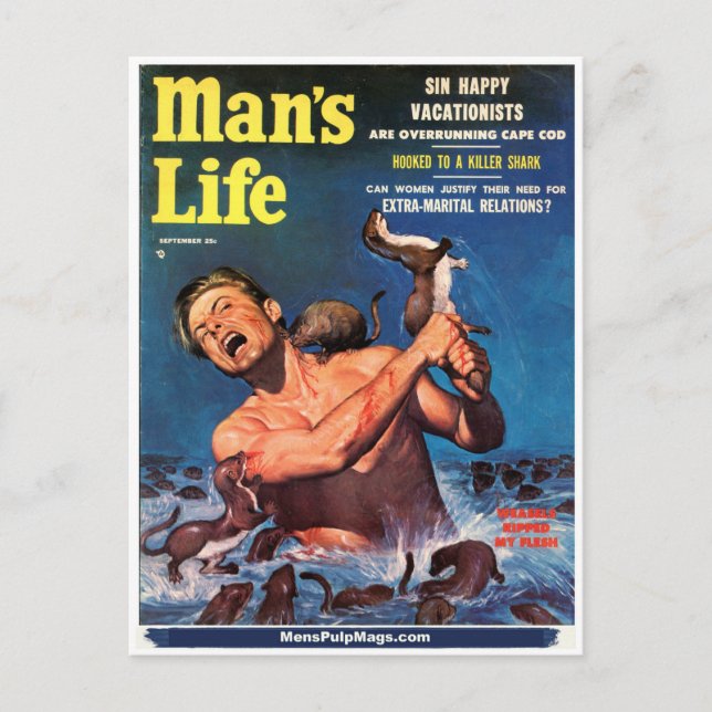 Man's Life, Sept. 1956 - Weasels Ripped My Flesh! Postcard (Front)