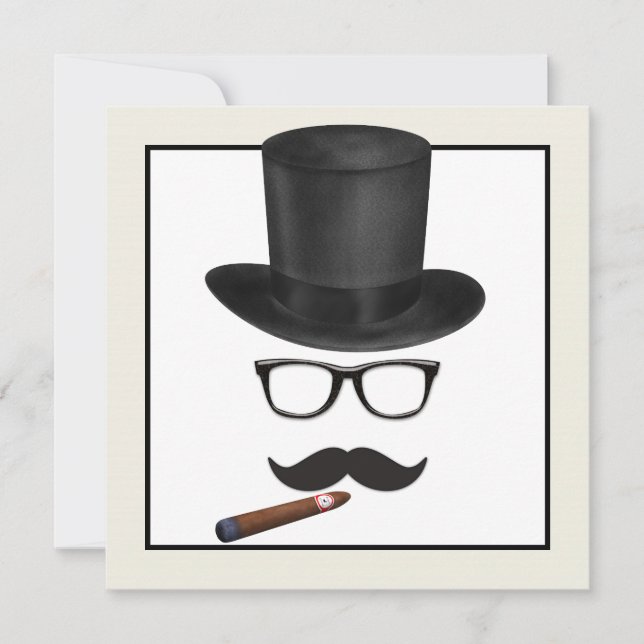 Mans Moustache Birthday Party Invitation (Front)