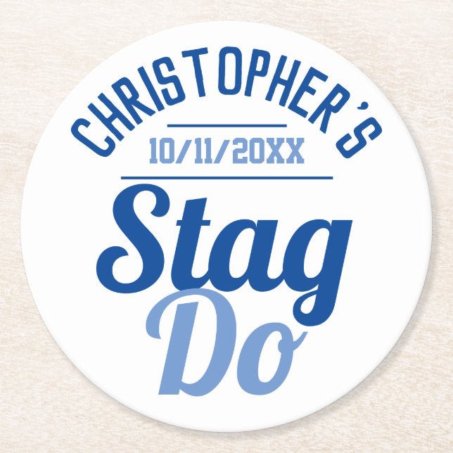 Man's Stag Do Round Paper Coaster (Front)
