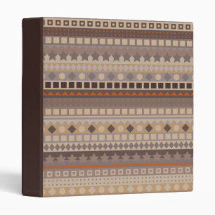 Man's Tribal Aztec Stripes Brown and Beige Pattern Binder