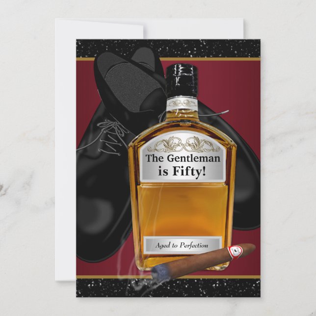Mans Whiskey Aged To Perfection Birthday Party Invitation (Front)