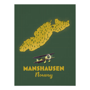 Manshausen Norway Island map Poster