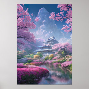 Mansion in a Garden of Flowers Poster