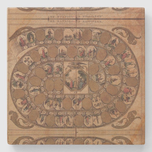 Mansion of Happiness – old game Stone Coaster (Front)