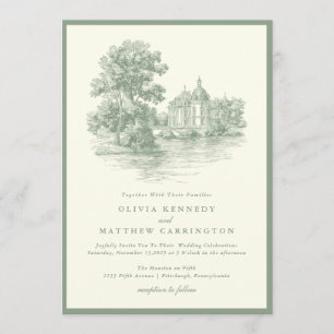 Mansion Venue Old Money Aesthetic Ivory Wedding  Invitation