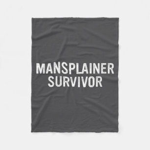 Mansplainer Survivor Funny Simple Design  Fleece Blanket