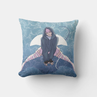 Manta Ray Anime Hybrid Character Throw Pillow