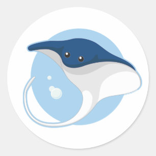 Manta Ray Classic Round Sticker