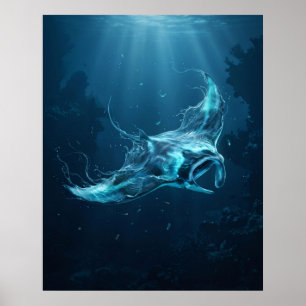 Manta Ray Deep Blue Abyss Poster