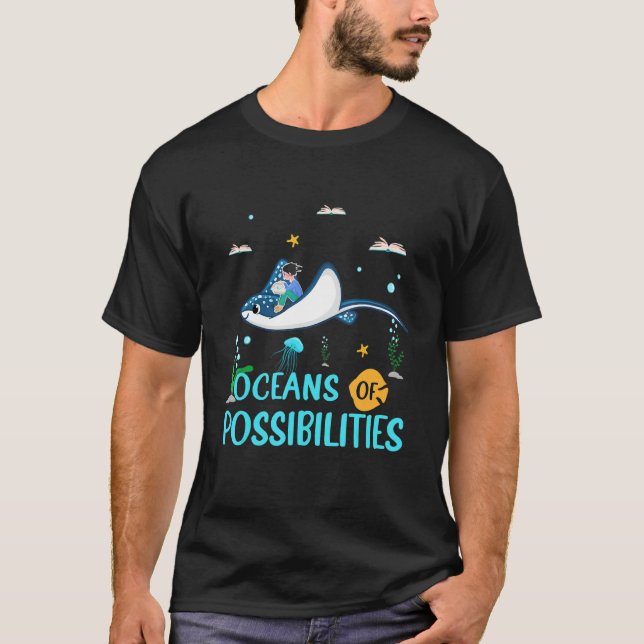 Manta Ray Oceans Of Possibilities Summer Reading B T-Shirt (Front)
