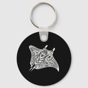 Manta Ray Polynesian Tribal Sea Tattoo Sea  Keychain
