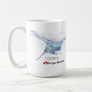 Manta ray silhouette frosted glass coffee mug