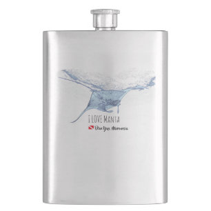 Manta ray silhouette frosted glass coffee mug hip flask