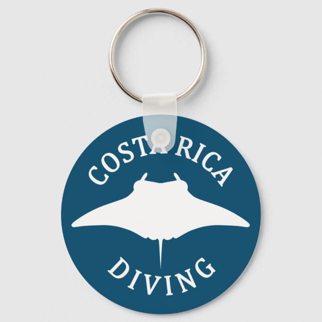 Manta Ray Silhouette - Scuba Diving in Costa Rica Keychain (Front)