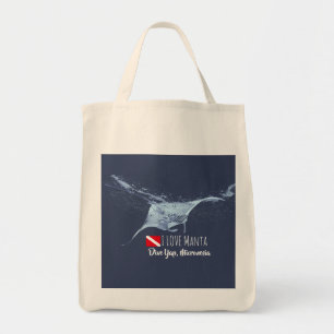 Manta ray silhouette tote bag