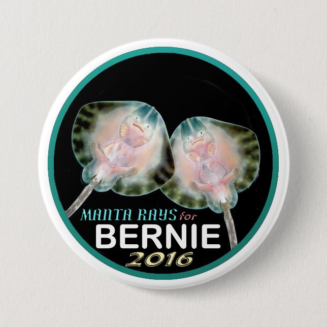 Manta Rays for Bernie 3 Inch Round Button (Front)