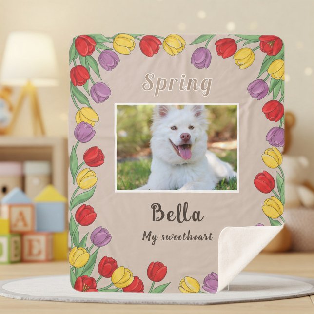 Manta Sherpa Personalized Floral Blanket for Dog L (Creator Uploaded)